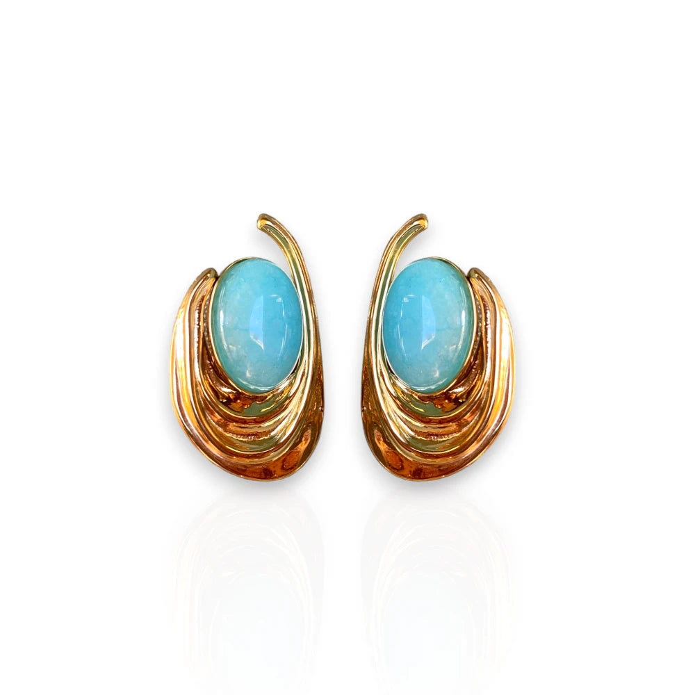 Nisyros Turquoise Clip On Earrings Stainless Steel