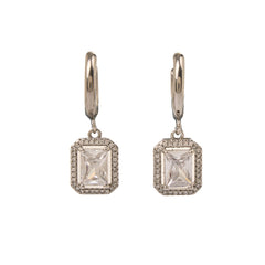 Vivian Earrings stainless steel clear zirconia crystals - silver
