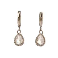 Sandy Earrings stainless steel clear zirconia crystals - silver