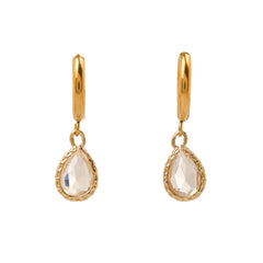 Sandy Earrings stainless steel clear zirconia crystals - gold