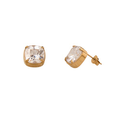 Cubic stud Earrings stainless steel clear zircon crystals