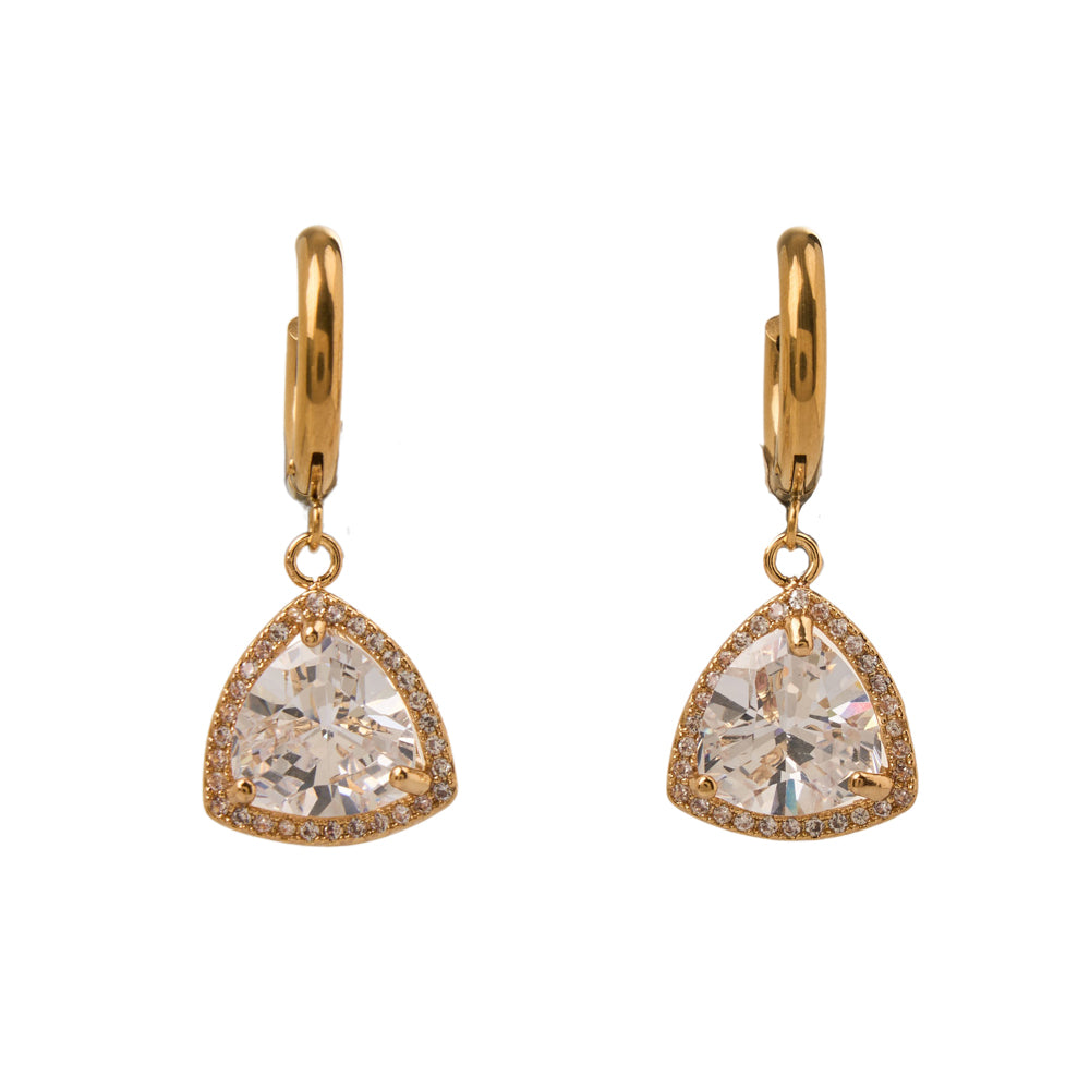 Meggie Earrings stainless steel clear zirconia crystals-gold