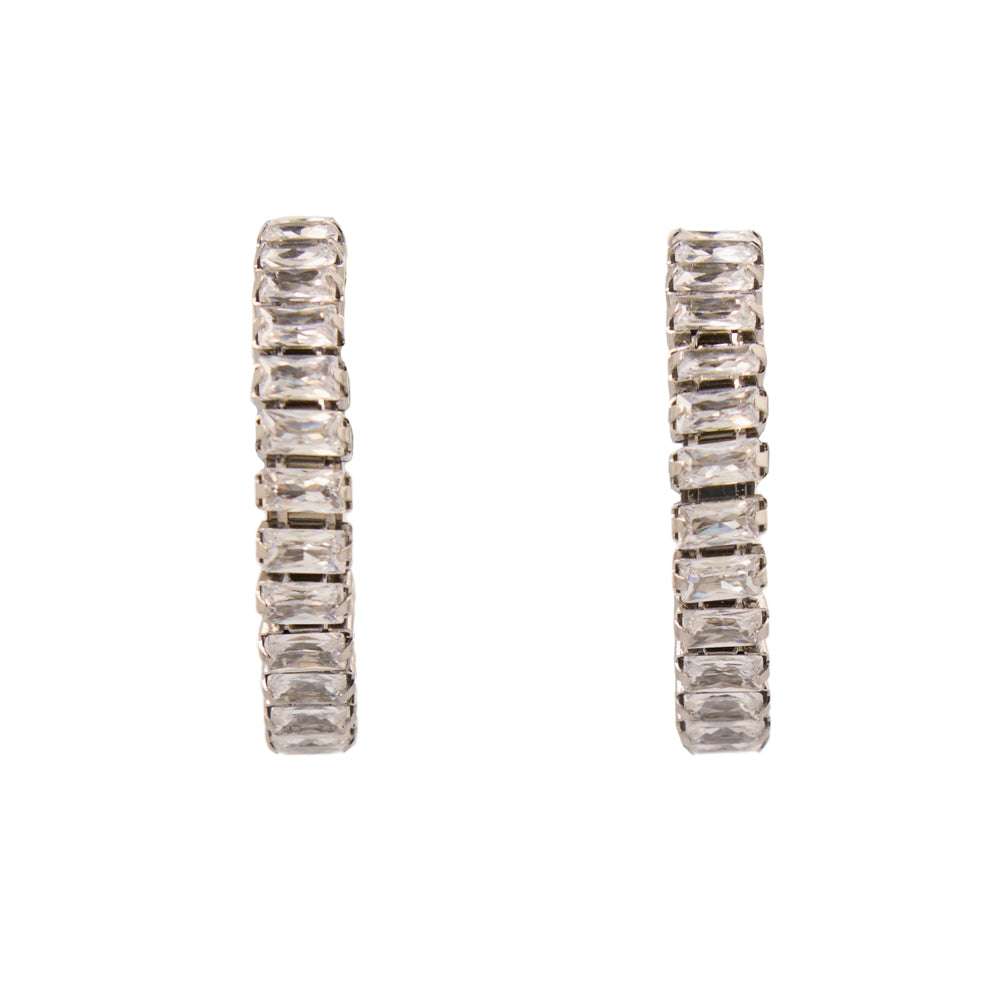 Aria Earrings stainless steel clear zirconia crystals