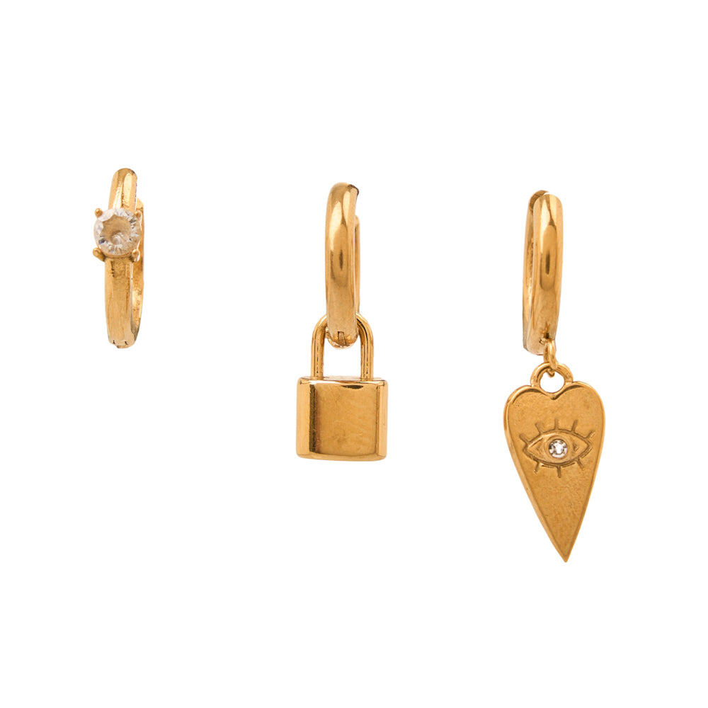 Secret Love Earrings Set stainless steel - gold