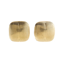 Stud Earrings Ribbed Squares Stainless Steel