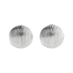 Stud Earrings Ribbed Buttons Stainless Steel