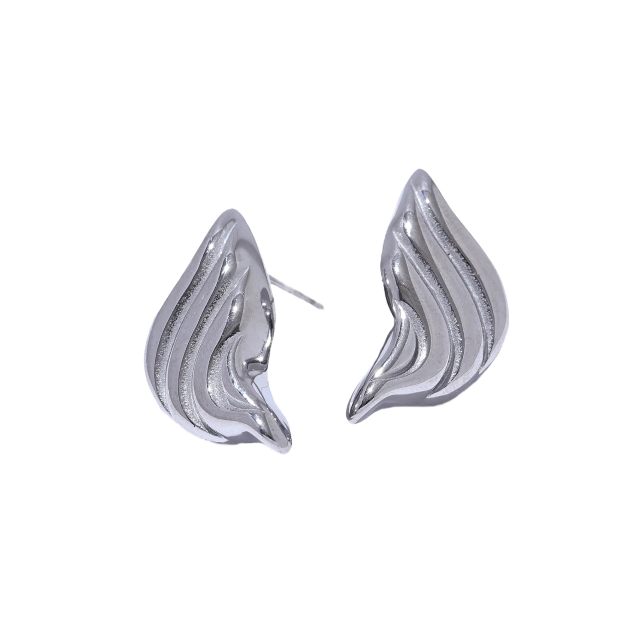 Stud Earrings Waves Stainless Steel