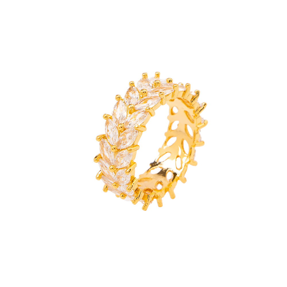 Clara Ring clear zirconia crystals - gold