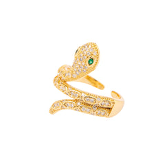 Serpe δαχτυλίδι clear-green zirgon - gold