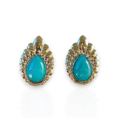 Anafi  Silver Turquoise Stud Earrings Stainless Steel