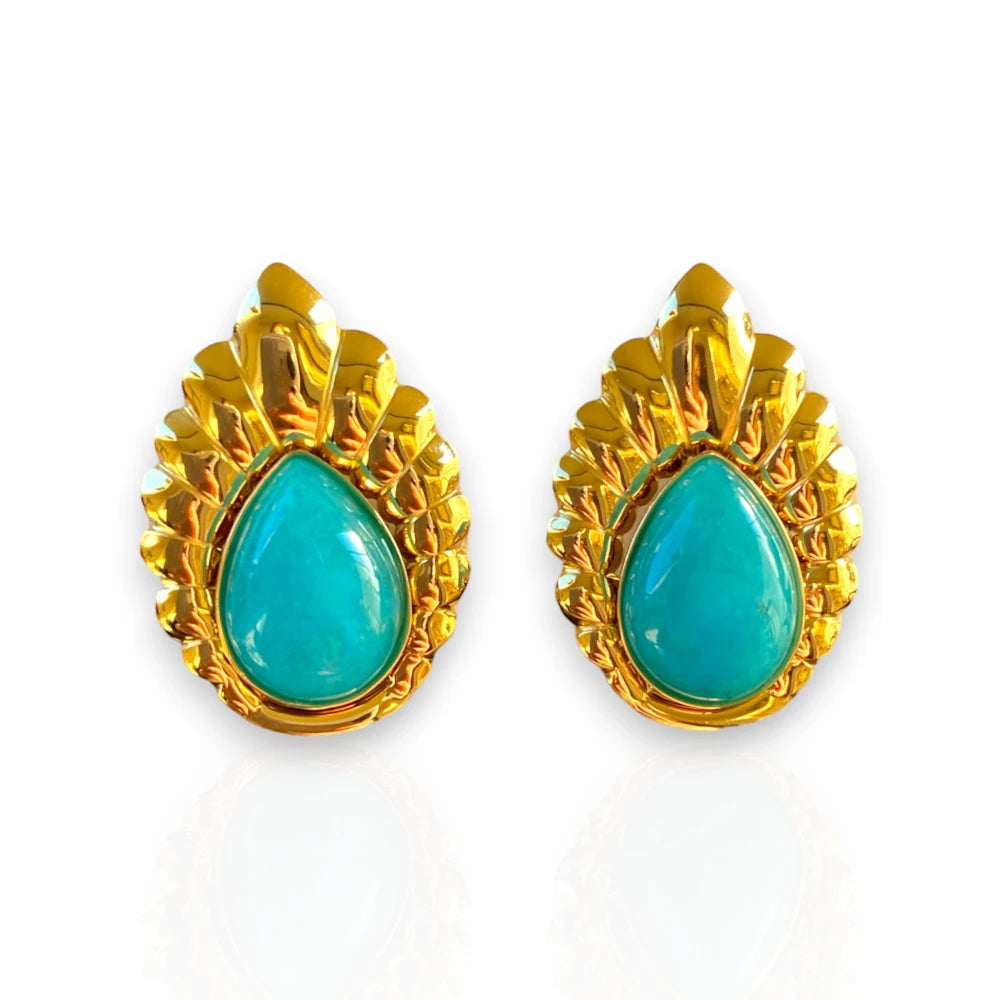 Anafi Turquoise Stud Earrings Stainless Steel