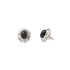 Black Onyx Stud Earrings Silver 925