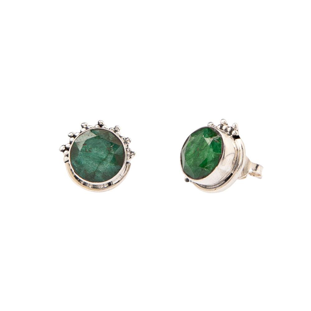 Green Onyx Stud Earrings Sterling Silver 925