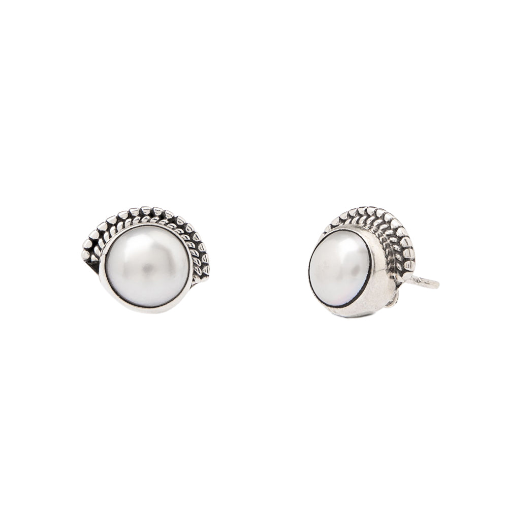 Pearl Stud Earrings Sterling SIlver 925