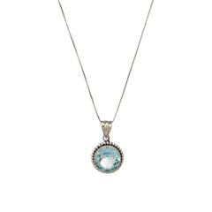 Blue Topaz Gemstone Necklace Sterling Silver 925