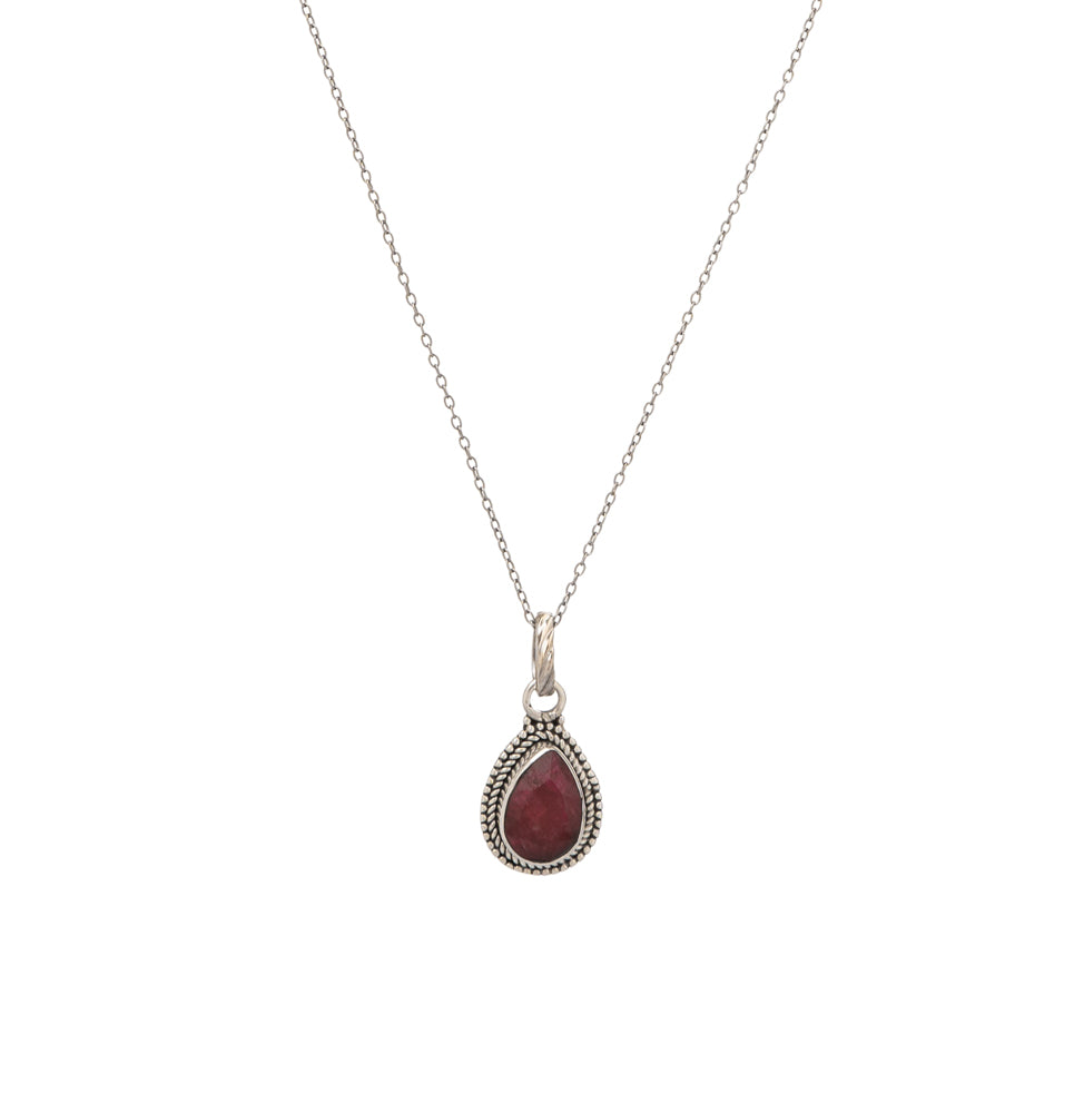 Ruby Gemstone Necklace Sterling Silver 925